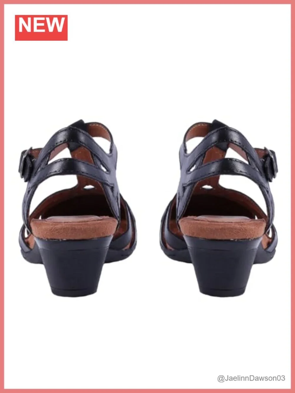 Vintage Low Heel Caged Sandals Round Closed Toe Ankle T-Strap Mary Jane Block